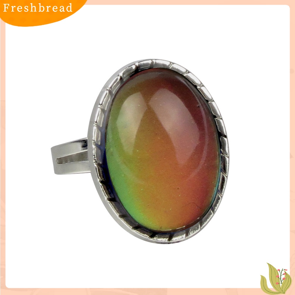 &lt; Freshbread &gt; Fashion Wanita Permata Imitasi Suhu Suasana Hati Berubah Warna Jari Cincin Perhiasan Decor