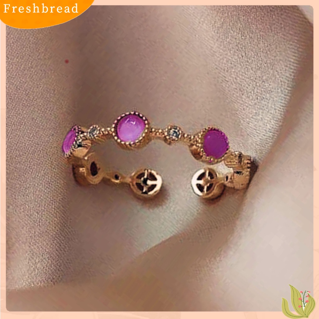 &lt; Freshbread &gt; Tembaga Cincin Terbuka Indah Perhiasan Perempuan Adjustable Opal Jari Cincin Aksesoris Wanita
