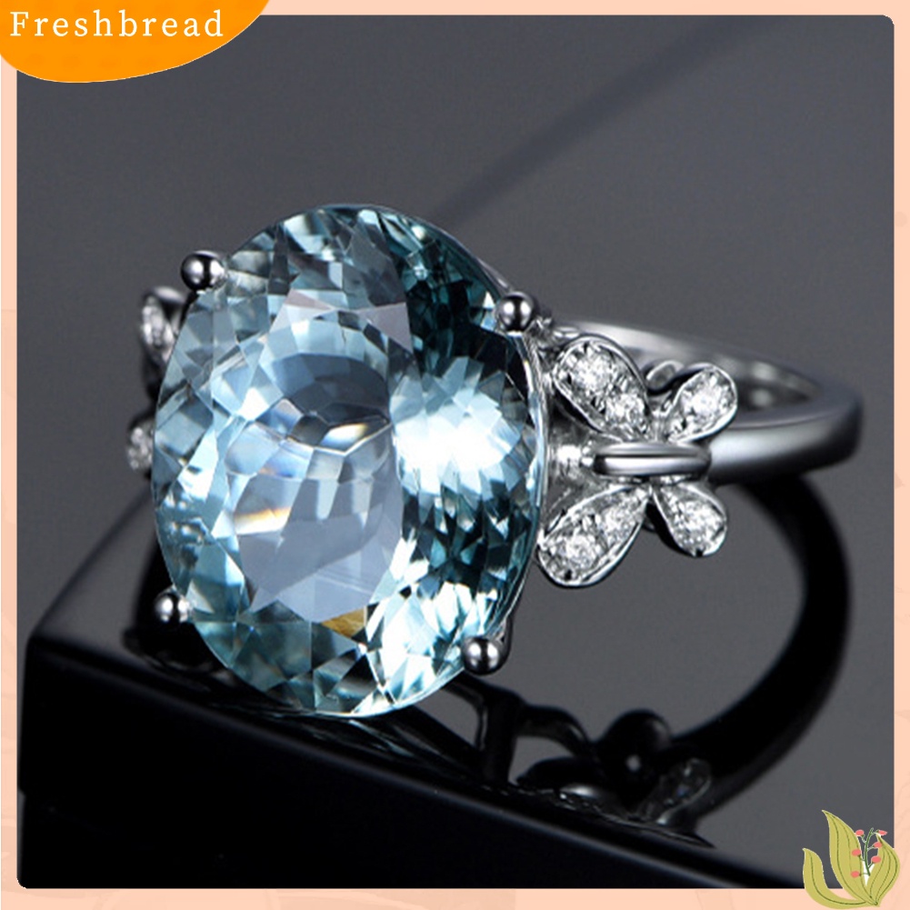 &lt; Freshbread &gt; Fashion Wanita Bentuk Kupu-Kupu Berlian Imitasi Pernikahan Pertunangan Cincin Jari Perhiasan