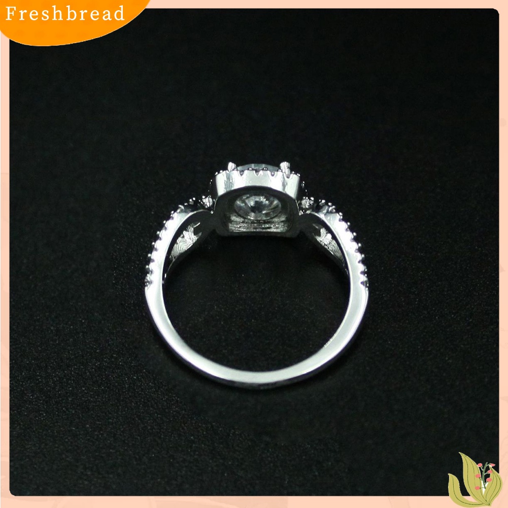 &lt; Freshbread &gt; Mewah Wanita Cubic Zirconia Bertatahkan Cincin Jari Persegi Hadiah Perhiasan Pesta Pernikahan