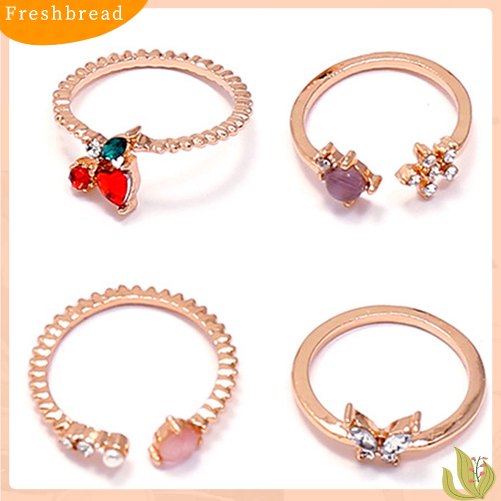 &lt; Freshbread &gt; 11 Pcs Knuckle Rings Buah Berlian Imitasi Wanita Indah Electroplating Finger Rings Perhiasan Aksesoris