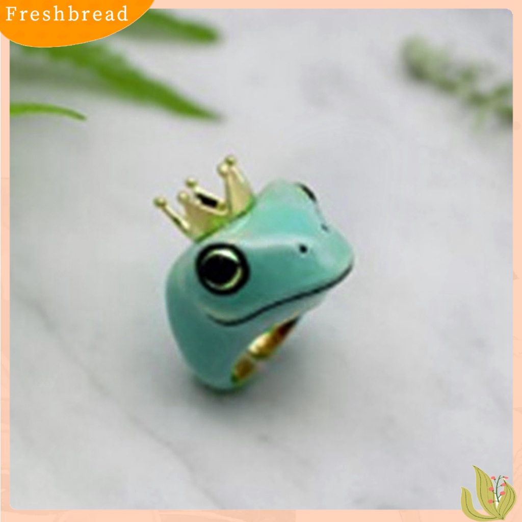 &lt; Freshbread &gt; Cincin Unisex Bentuk Kodok Perhiasan Lucu Kartun Mahkota Jari Ring Untuk Pesta