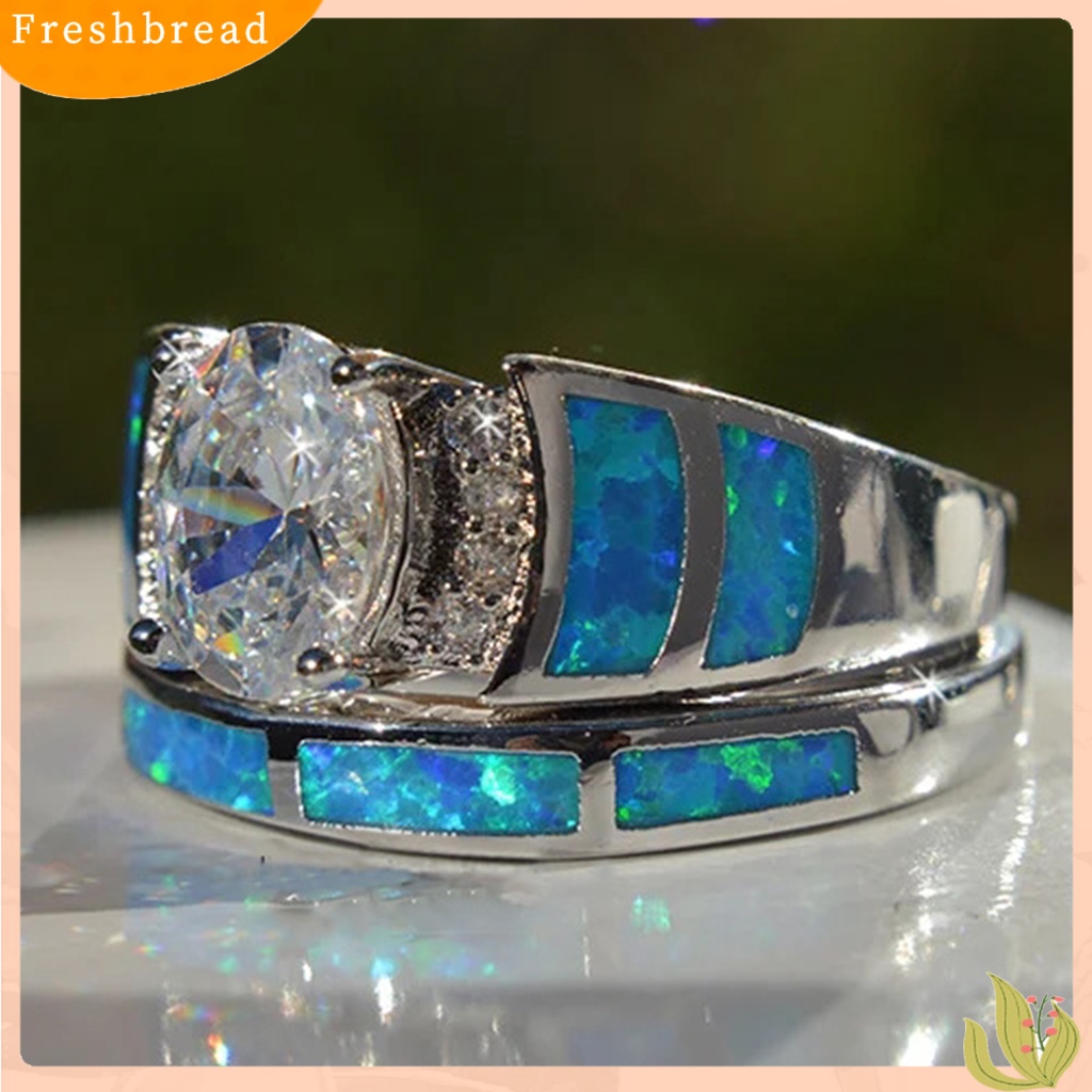 &lt; Freshbread &gt; 2 Pcs Knuckle Rings Bersinar Berlian Imitasi Geometris Buatan Batu Permata Electroplating Dekorasi Hypoallergenic Mewah Biru Cubic Zirconia Pernikahan Rings Wanita Perhiasan