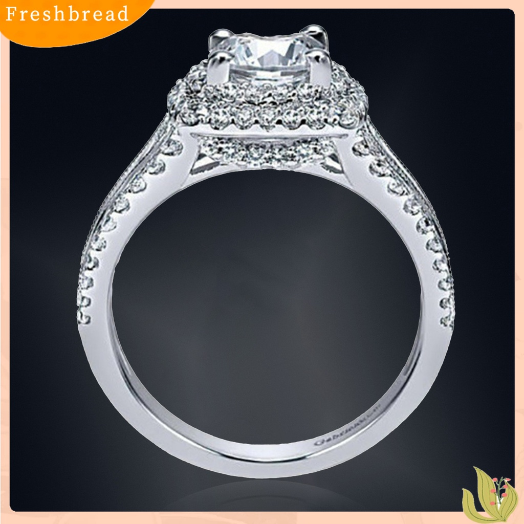 &lt; Freshbread &gt; Cincin Wanita Berlian Imitasi Hias Tidak Luntur Ringan Double Layers Wedding Circlet Untuk Ulang Tahun