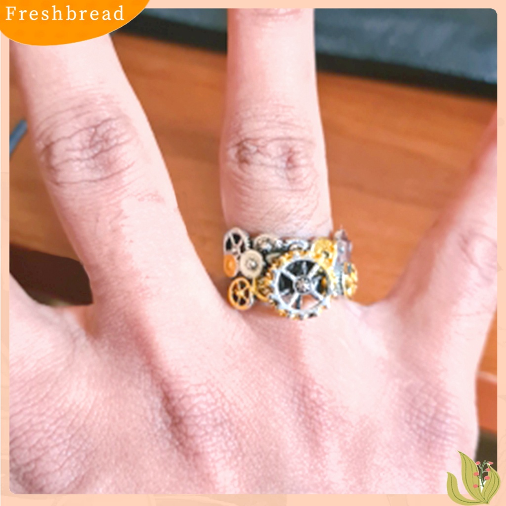 &lt; Freshbread &gt; Perhiasan Cincin Bentuk Geometris Hias Vintage Clockwork Gear Finger Ring Untuk Ulang Tahun Pernikahan