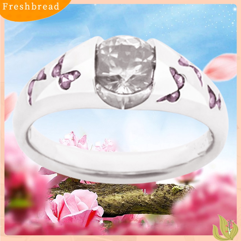 < Freshbread > Cincin Motif Kupu-Kupu Aksesoris Perhiasan Alloy Cubic Zirconia Finger Band Untuk Wanita