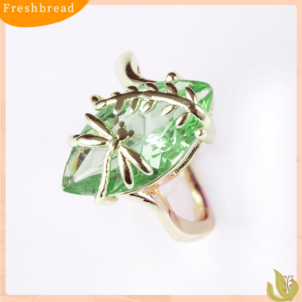 &lt; Freshbread &gt; Cincin Berlian Imitasi Transparan Emerald Faux Gemstone Dragonfly Decor Ring Untuk Pernikahan