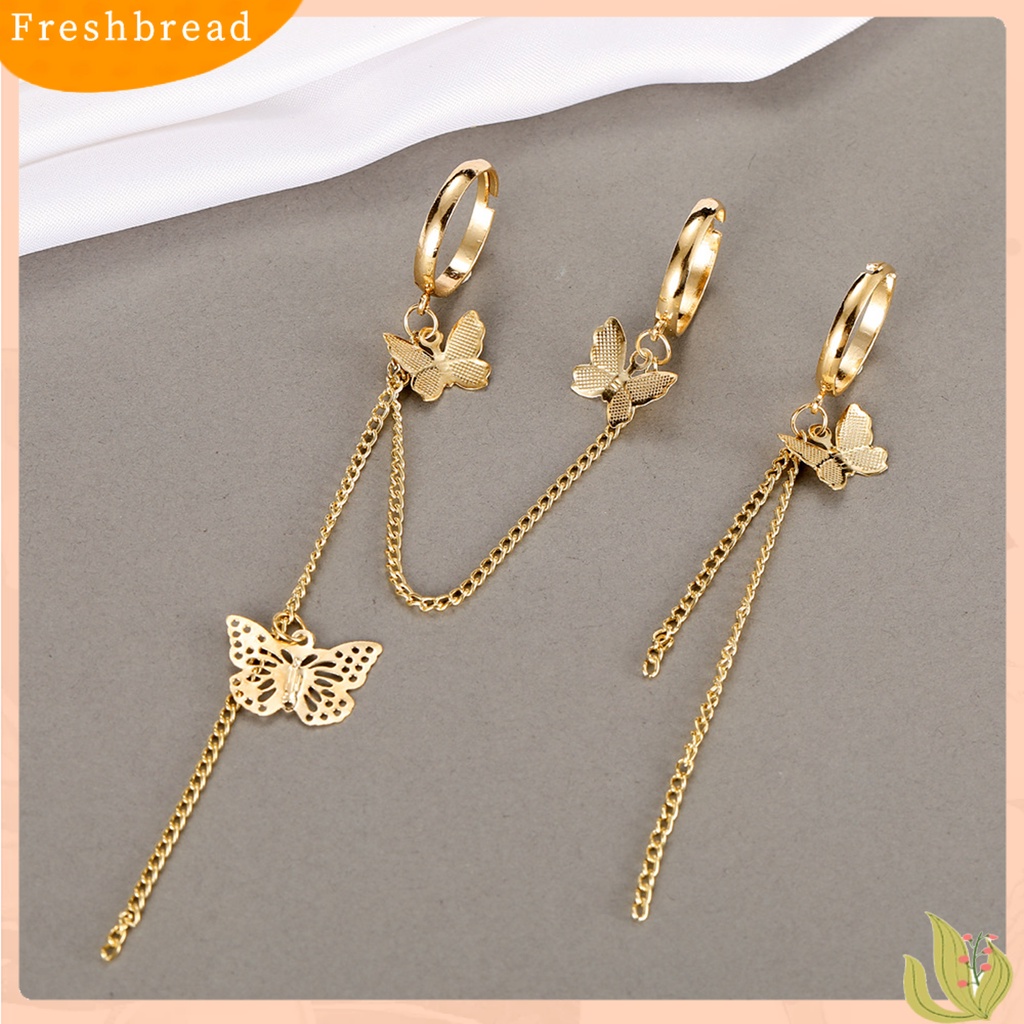 &lt; Freshbread &gt; Cincin Rantai Multi-layer Gaya Punk Hip Hop Desain Pembukaan Yang Dapat Disesuaikan Dekorasi Hadiah Pesta Vintage Butterfly The Cross Finger Ring Pasangan Perhiasan Keren Untuk Pakaian Sehari-Hari