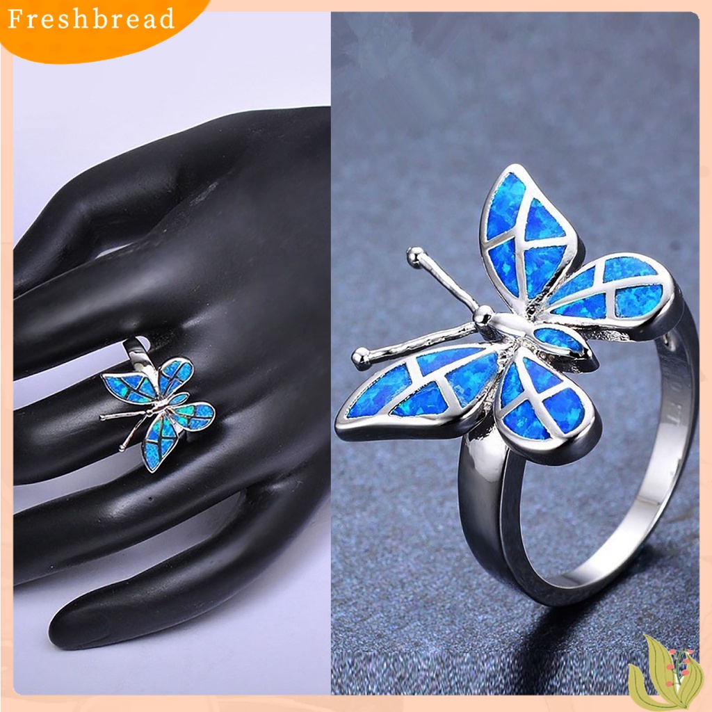 &lt; Freshbread &gt; Dekoratif Good-Looking Wanita Cincin Hadiah Elegan Berlian Imitasi Kupu-Kupu Cincin Perhiasan Alat Ekstra