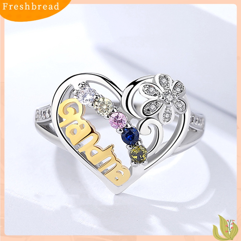 &lt; Freshbread &gt; Cincin Jari Berlian Imitasi Bentuk Hati Perhiasan Good-looking Women Ring Untuk Ibu