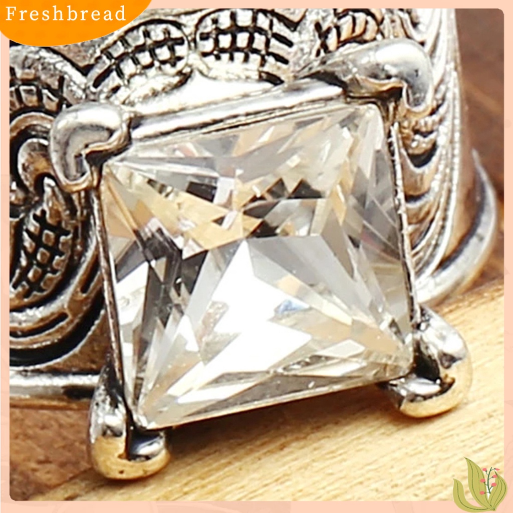 &lt; Freshbread &gt; Cincin Unisex Hias Vintage Artistik Cubic Zirconia Finger Ring Untuk Pesta