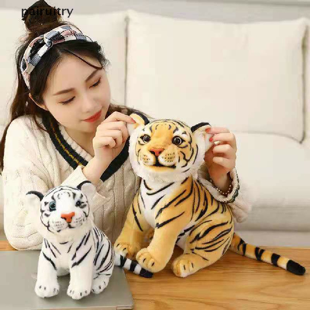 Prt 23-33 cm Cute lifelike Tiger Stuffed Animals White Tigers Mainan Mewah Real-life Wil PRT