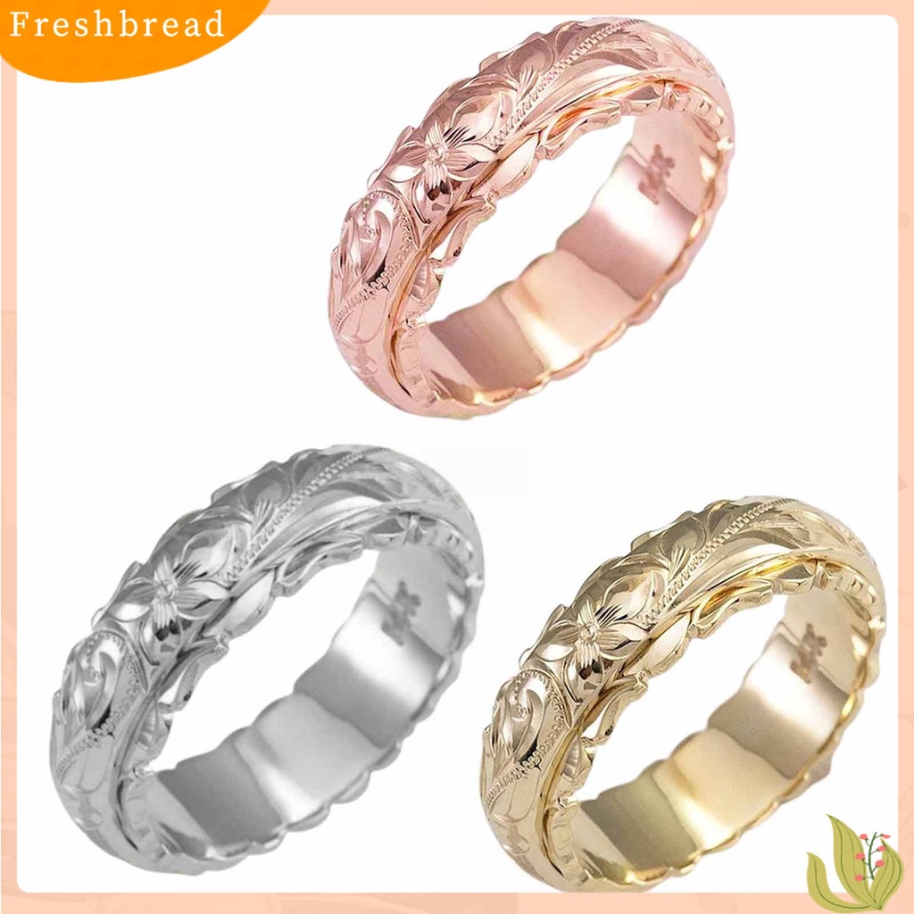 &lt; Freshbread &gt; Wedding Band Tangan Ukir Vintage Alloy Wanita Bunga Mawar Cincin Pertunangan