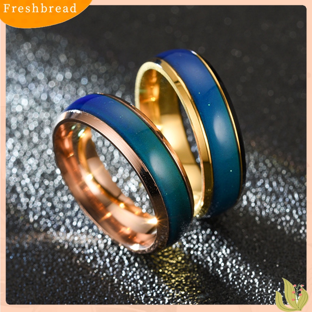 &lt; Freshbread &gt; Cincin Couple Berubah Warna Electroplating Temperature Sensing Sealing Glaze Hadiah Anniversary Bebas Alergi Tidak Luntur Suhu Klasik Mood Ring Untuk Pakaian Sehari-Hari