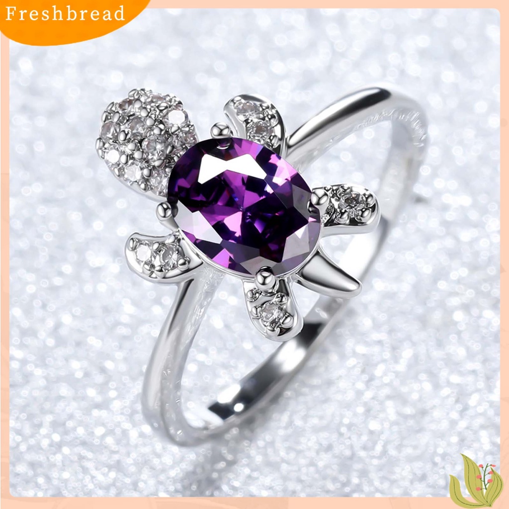 &lt; Freshbread &gt; Cincin Couple Bentuk Kura Berlian Imitasi Perhiasan Cincin Kilau Terang Indah Untuk Tunangan