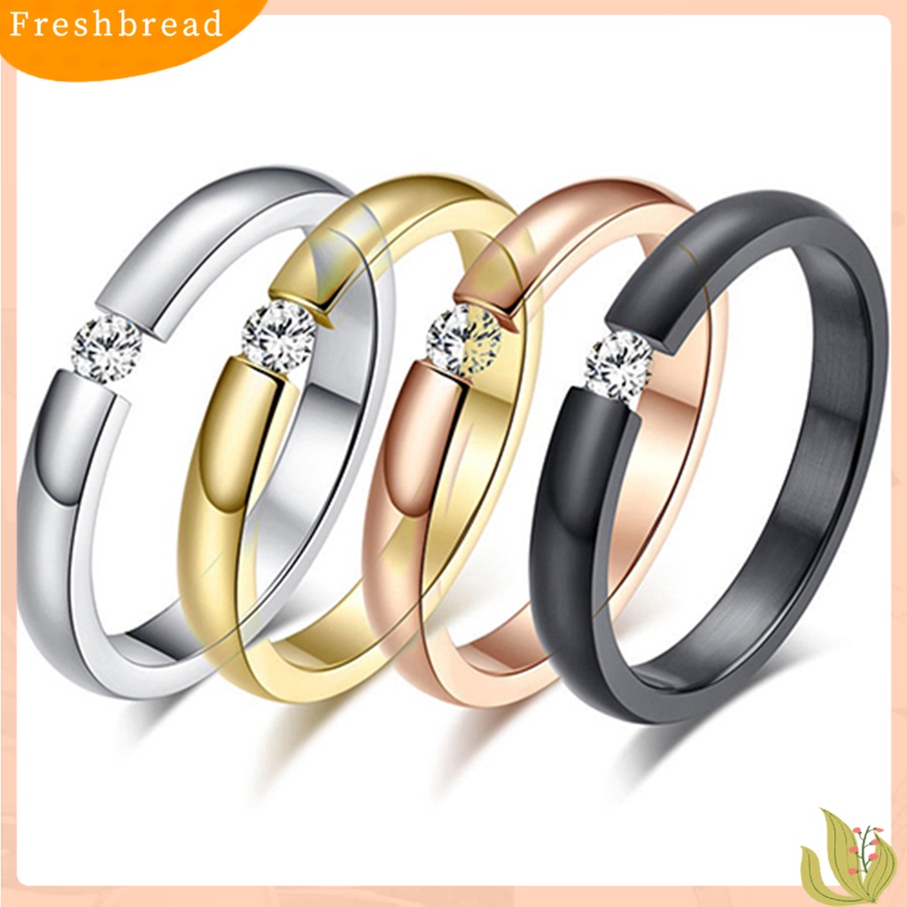 &lt; Freshbread &gt; Cincin Poles Berlian Imitasi Hias Titanium Steel Cincin Kawin Titanium Untuk Pesta