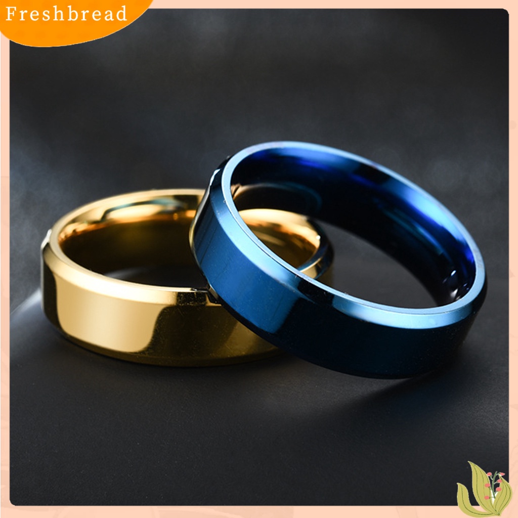 &lt; Freshbread &gt; Lebar Anti Karat Pria Cincin Stainless Steel Sederhana Indah Pertunangan Cincin Fashion Perhiasan