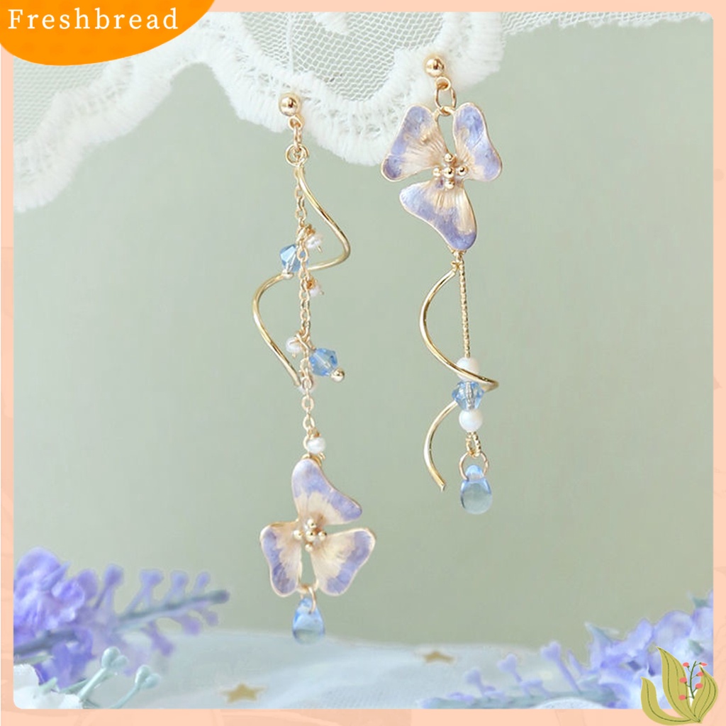 < Freshbread > Anting Rumbai Kristal Imitasi Anting Tusuk Geometris Warna-Warni Manis Nyaman Untuk Tanggal