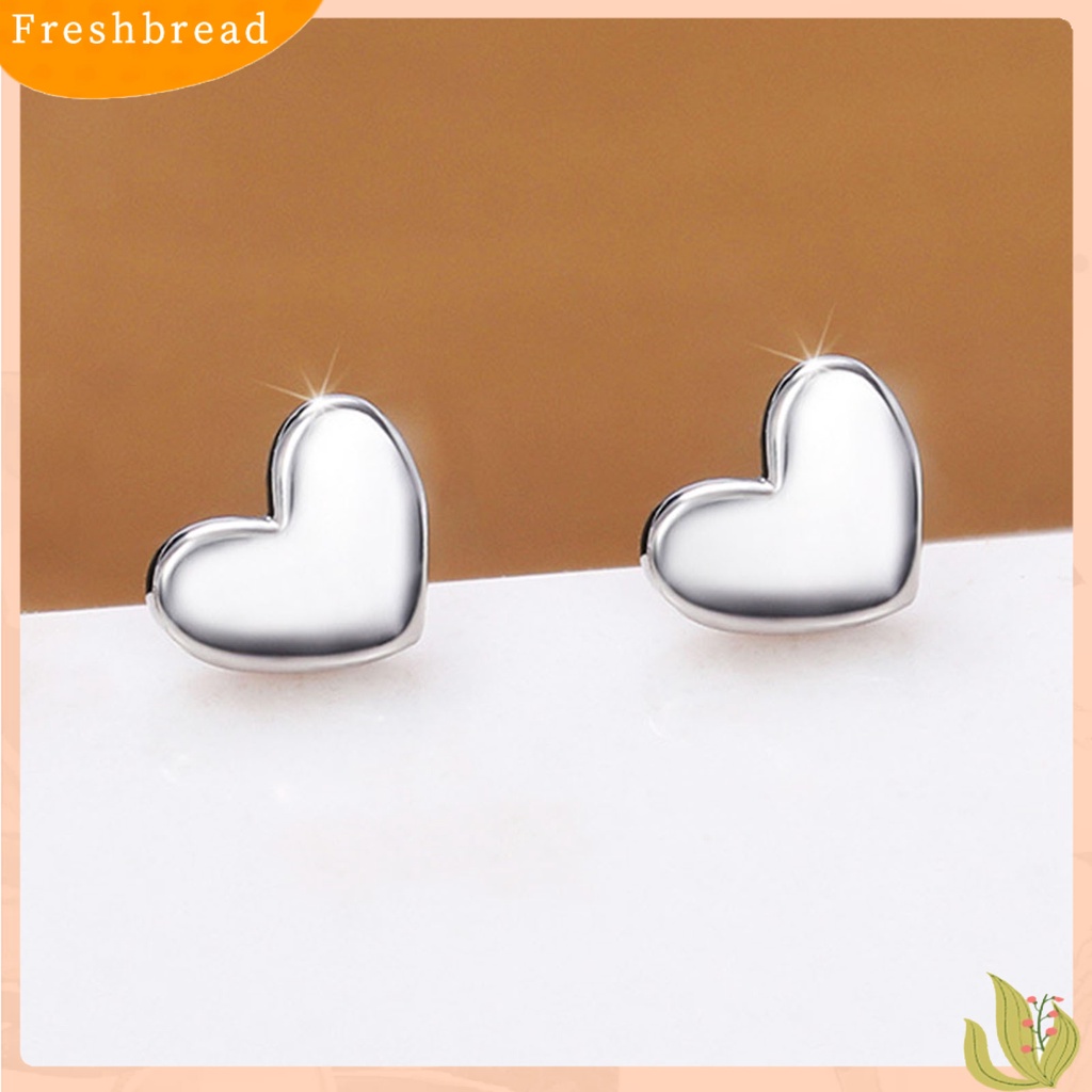 &lt; Freshbread &gt; 1pasang Anting Stud Bentuk Hati Permukaan Halus Perhiasan Elegan Glossy Earrings Jewelry Gifts