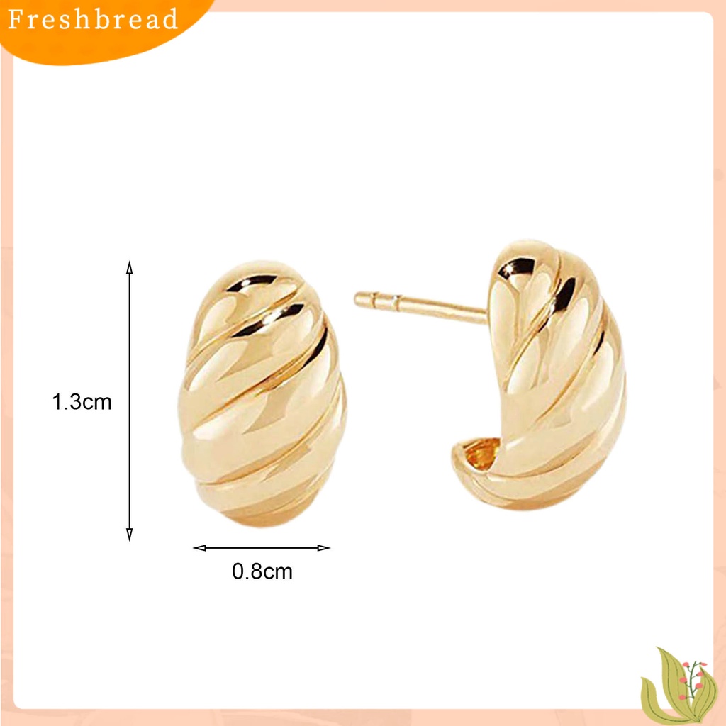 &lt; Freshbread &gt; 1pasang Anting Pejantan Kepribadian Berkilau Berlapis Emas Vintage Croissant Piercing Earrings Perhiasan Aksesori