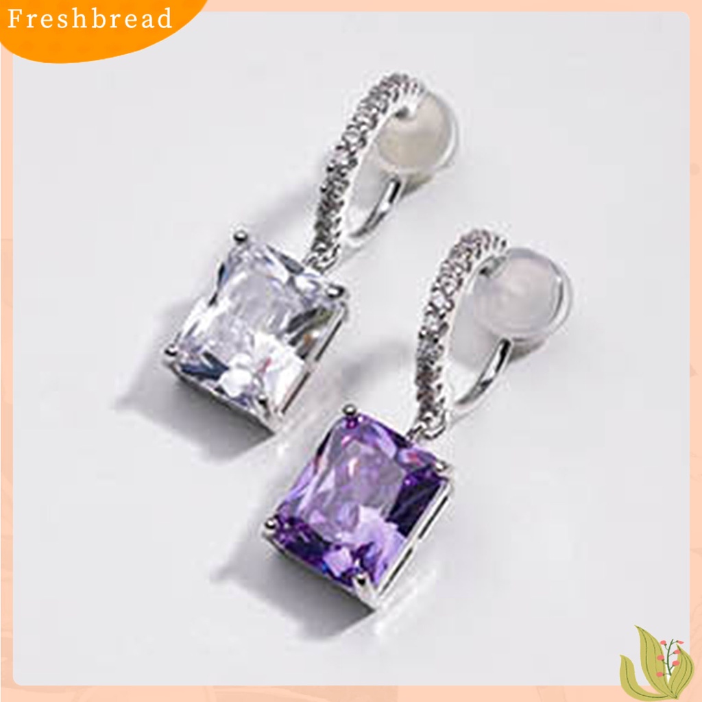 &lt; Freshbread &gt; 1pasang Anting Menjuntai Geometris Persegi Perhiasan Tahan Lama Kilau Cerah Anting Hoop Untuk Pakaian Sehari-Hari