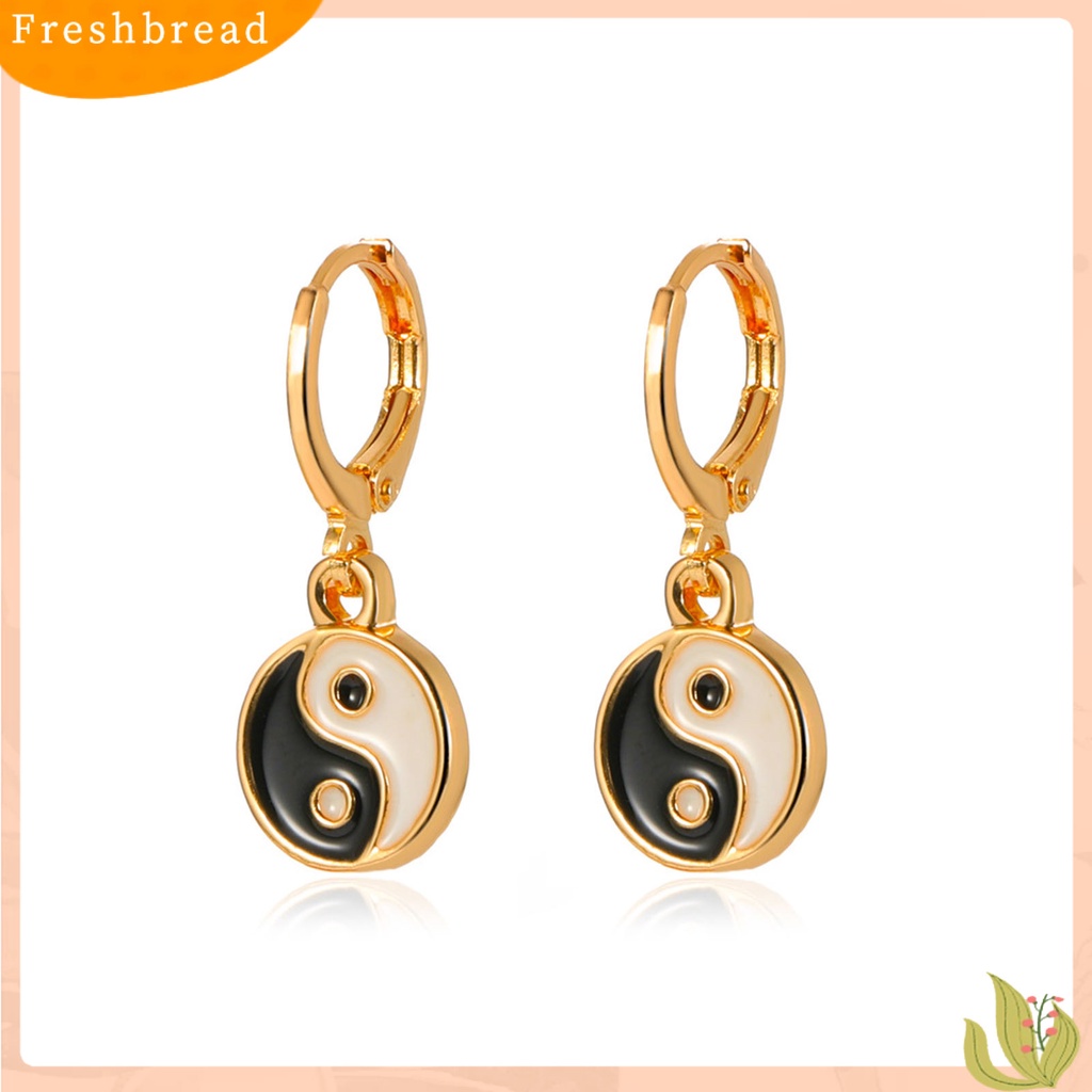 &lt; Freshbread &gt; 1pasang Anting Tetes Tindik Romantis Tradisional Warna-Warni Tai Chi Yin Yang Anting Hoop Perhiasan Pesta