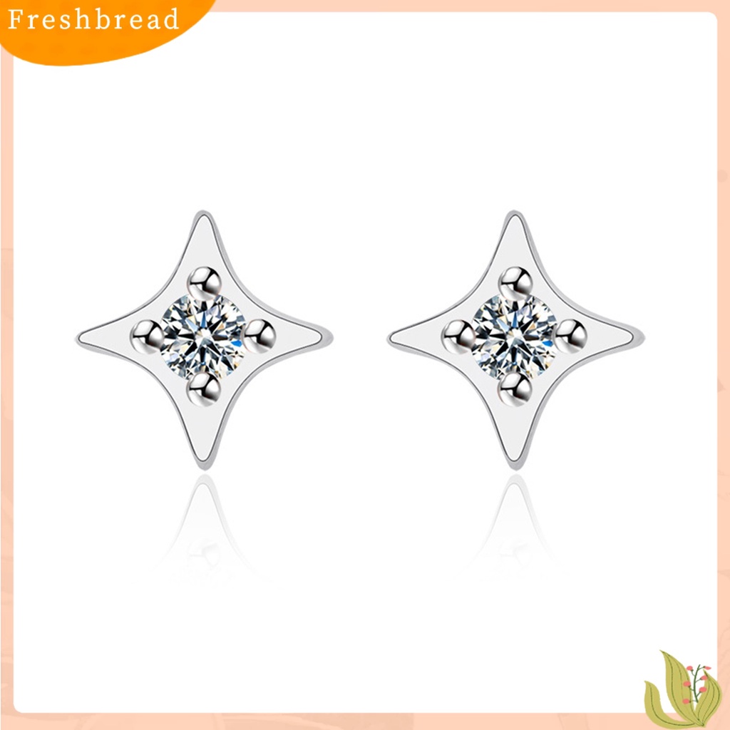 &lt; Freshbread &gt; 1pasang Wanita Ear Studs Bentuk Pentagram Pengerjaan Halus Semua Pertandingan Shiny Gaya Sederhana Canggih Petite Star Earrings Aksesoris Populer