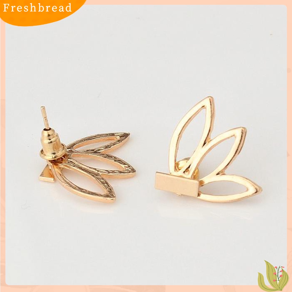 &lt; Freshbread &gt; Ear Studs Hollow Lotus Kreatif Wanita Anting Alloy Elegan Untuk Pacaran