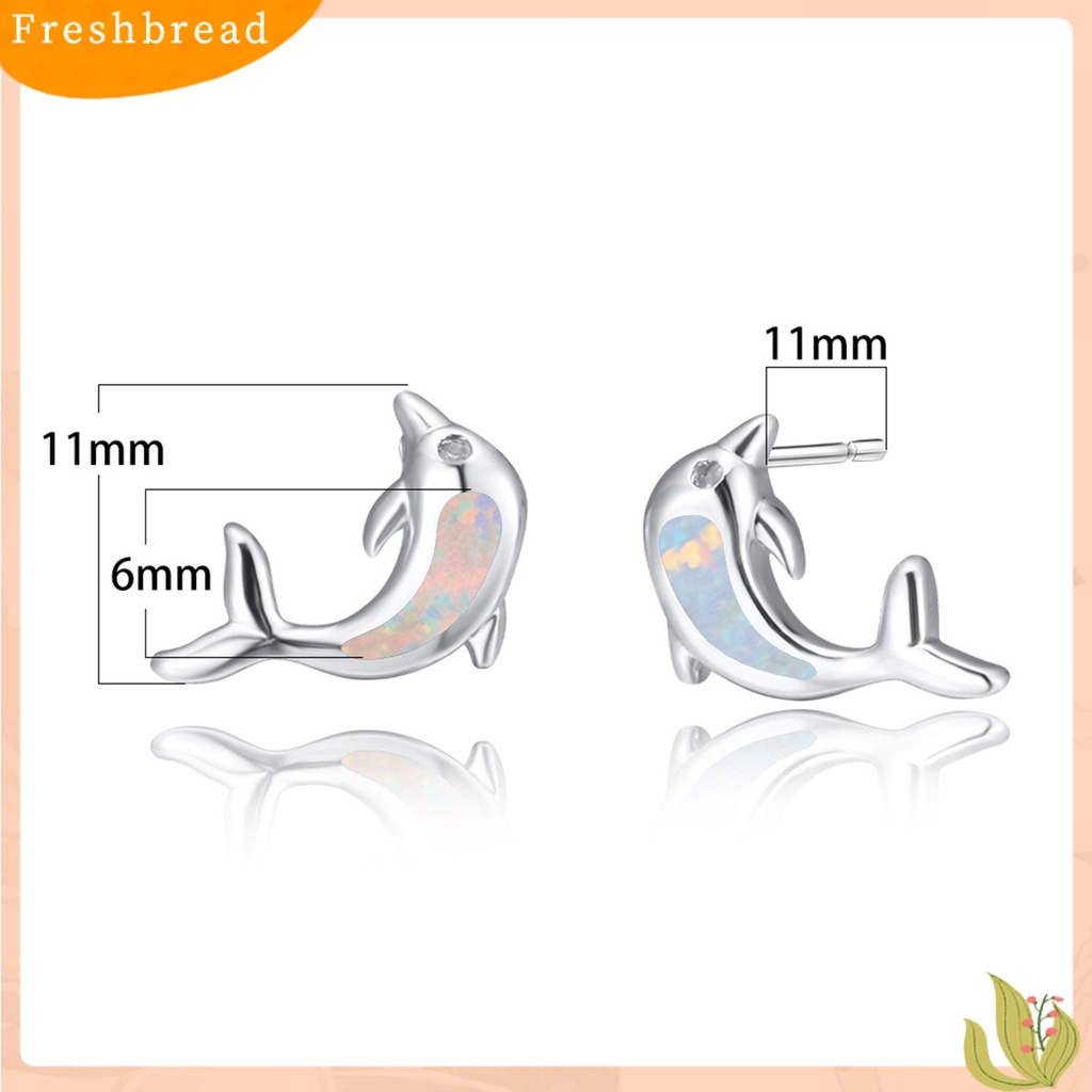 &lt; Freshbread &gt; 1pasang Lady Ear Studs Bentuk Dolphin Perhiasan Batu Imitasi Berwarna Ringan Lucu Anting Tusuk Hewan Untuk Pacaran