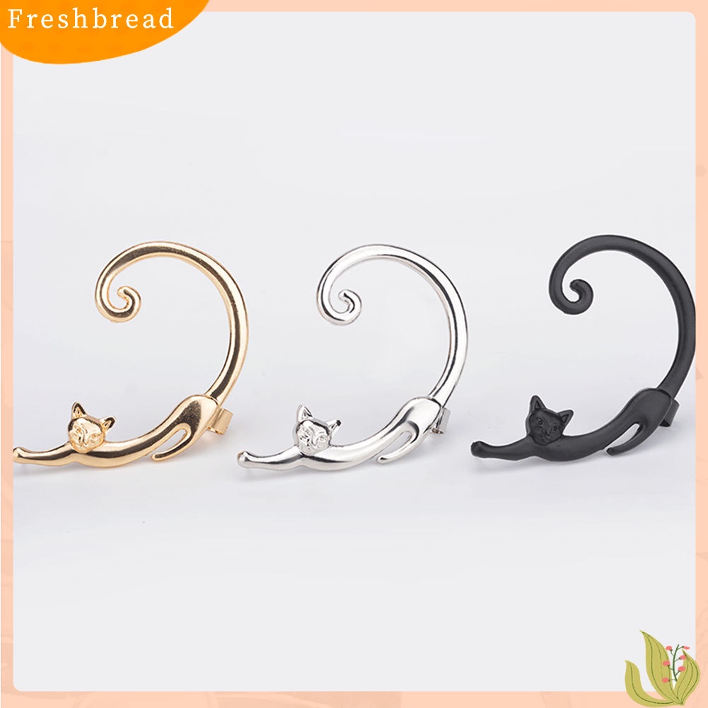 &lt; Freshbread &gt; 1Pc Fashion Wanita Kartun Kucing Anting Tindik Telinga Manset Bungkus Perhiasan Pesta