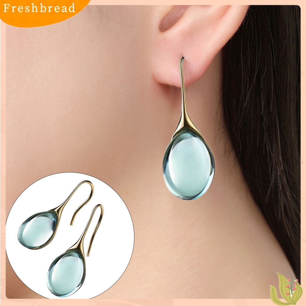 &lt; Freshbread &gt; 1pasang Anting Wanita Bentuk Tetesan Air Kristal Imitasi Transparan High-end Drop Earrings Untuk Hadiah