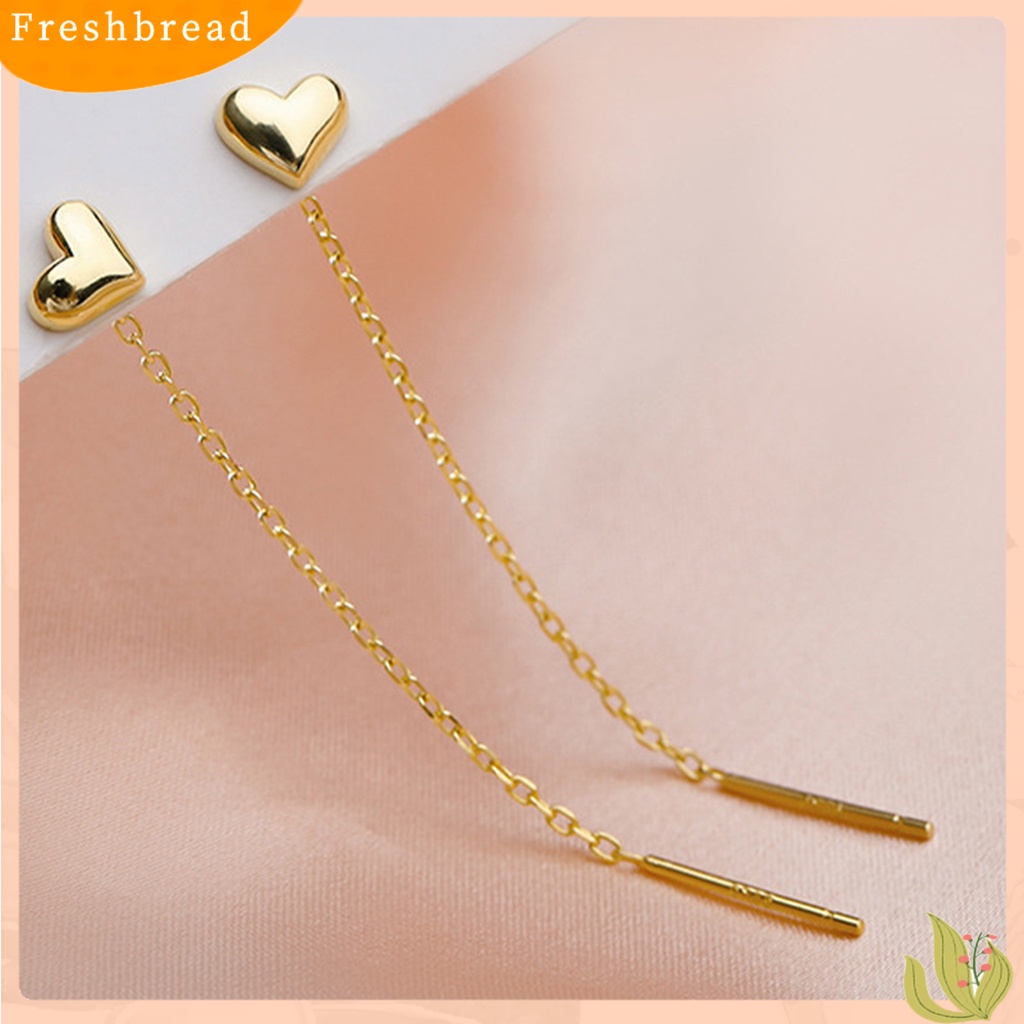 &lt; Freshbread &gt; 1pasang Tindik Temperamen Ringan Lady Earrings Jantung Kecil Panjang Rumbai Drop Earrings Aksesoris Perhiasan