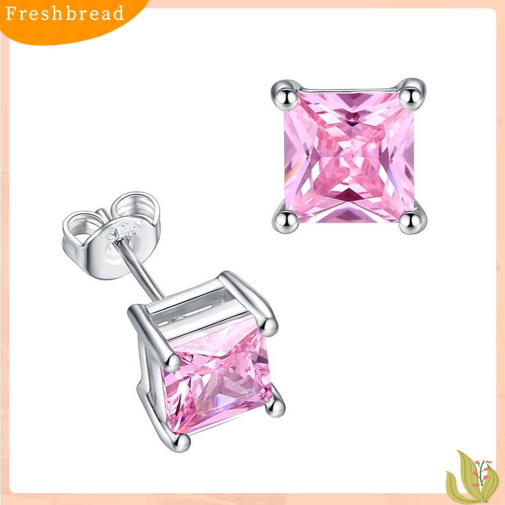 &lt; Freshbread &gt; Fashion Wanita Persegi Cubic Zirconia Hias Telinga Stud Anting Pesta Perhiasan Hadiah