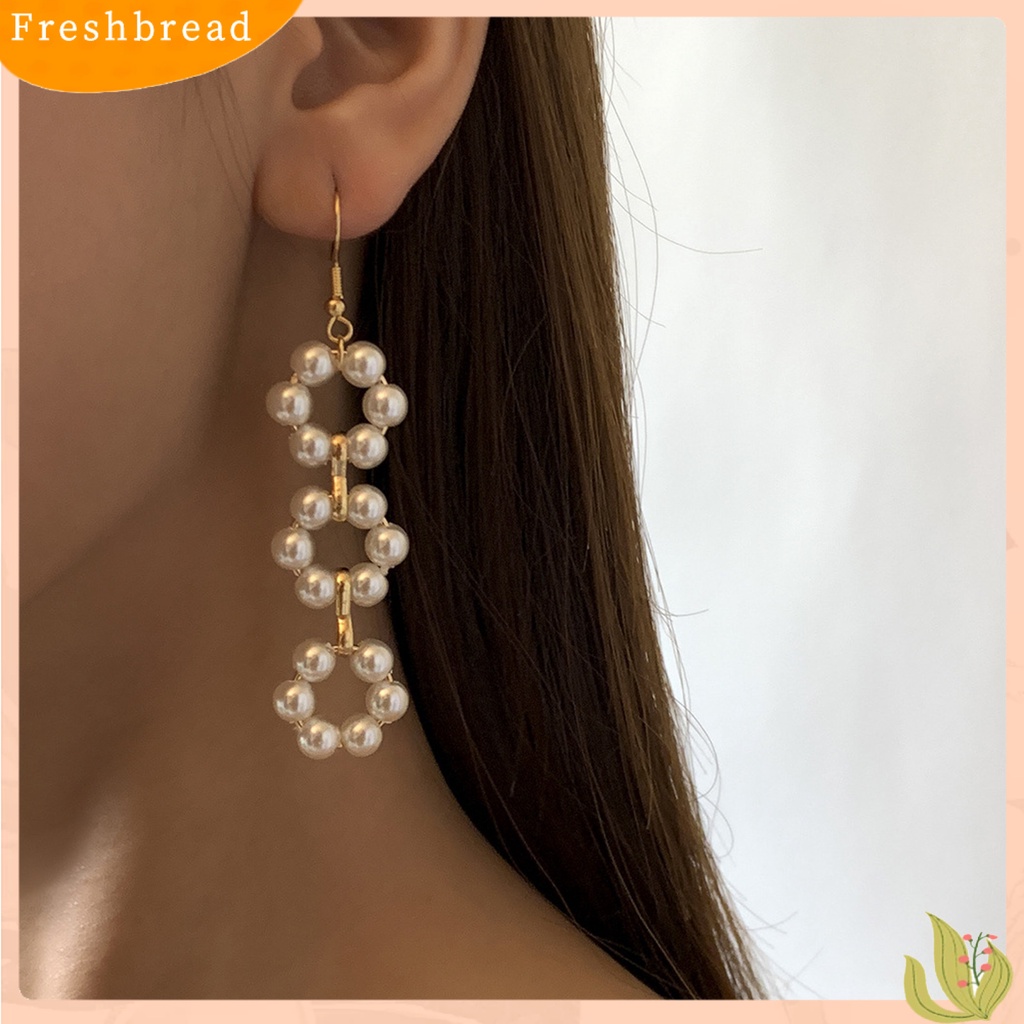 &lt; Freshbread &gt; 1pasang Anting Wanita Mutiara Imitasi Bunga Rumbai Perhiasan Semua Pertandingan Anting Kait Menjuntai Panjang Untuk Pacaran