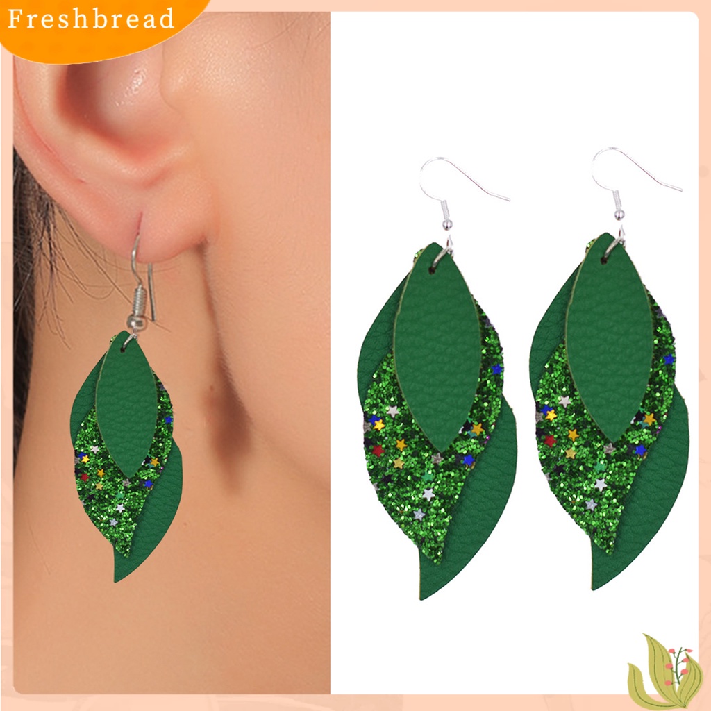 &lt; Freshbread &gt; 1pasang Tindik Indah Menawan Drop Anting-Anting Multi Layer Daun Menjuntai Kait Anting Perhiasan Fashion