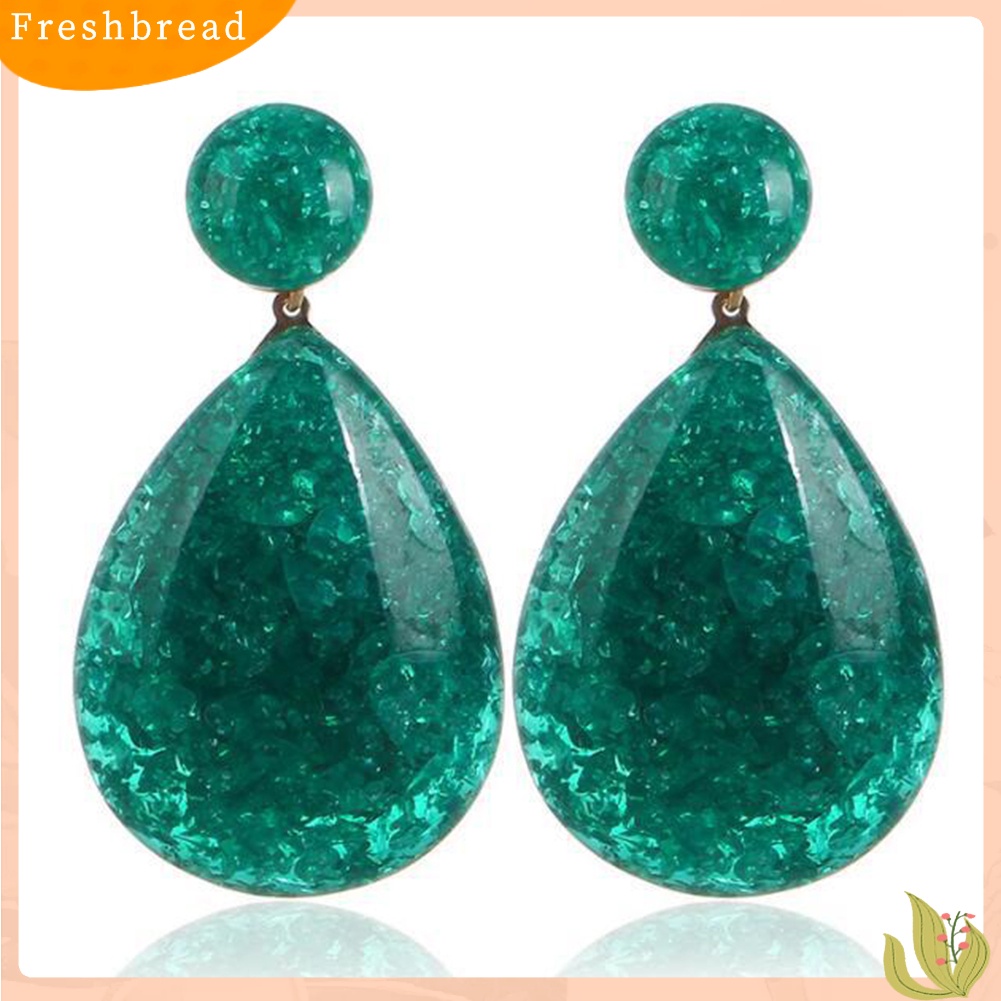 &lt; Freshbread &gt; Fashion Sederhana Wanita Resin Water Drop Statement Menjuntai Stud Earrings Jewelry