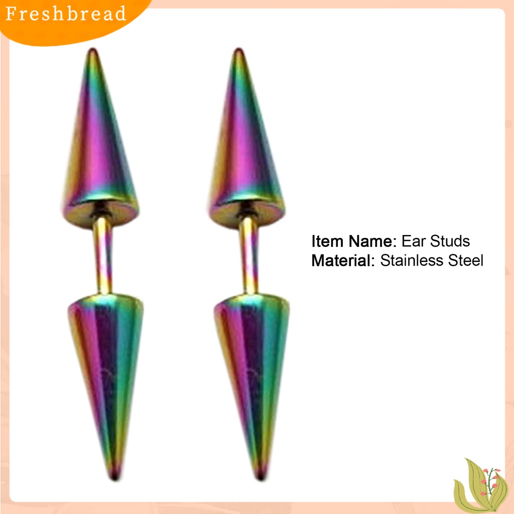 &lt; Freshbread &gt; 1pasang Stud Earring Pengerjaan Halus Wanita Aksesoris Portable Unisex Double Rivet Spike Earrings Untuk Pub