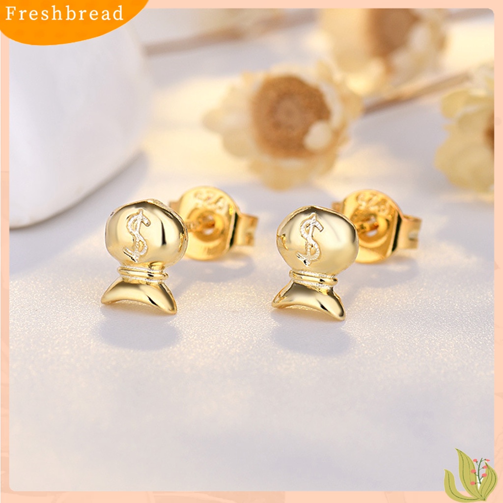 &lt; Freshbread &gt; 1pasang Stud Earrings Indah Busur-Simpul Berlian Imitasi Telinga Dekorasi Tembaga Tindik Studs Wanita Pria Perhiasan Hadiah Ulang Tahun