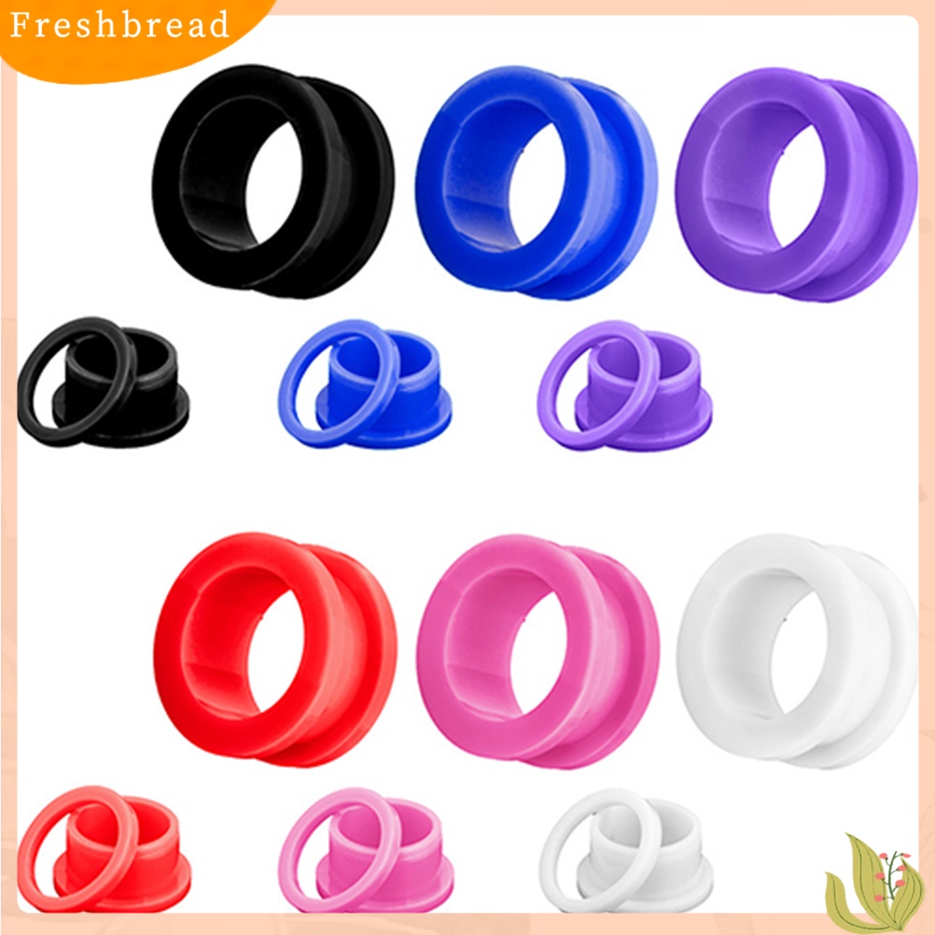 &lt; Freshbread &gt; 1pasang Katrol Desain Berongga Besar Flare Earring Ear Gauges Ring Soft Plugs Tunnels