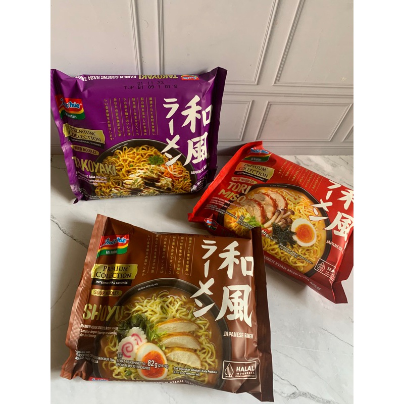 

Indomie Tori Miso - Indomie Takoyaki - Indomie Shoyu Ramen