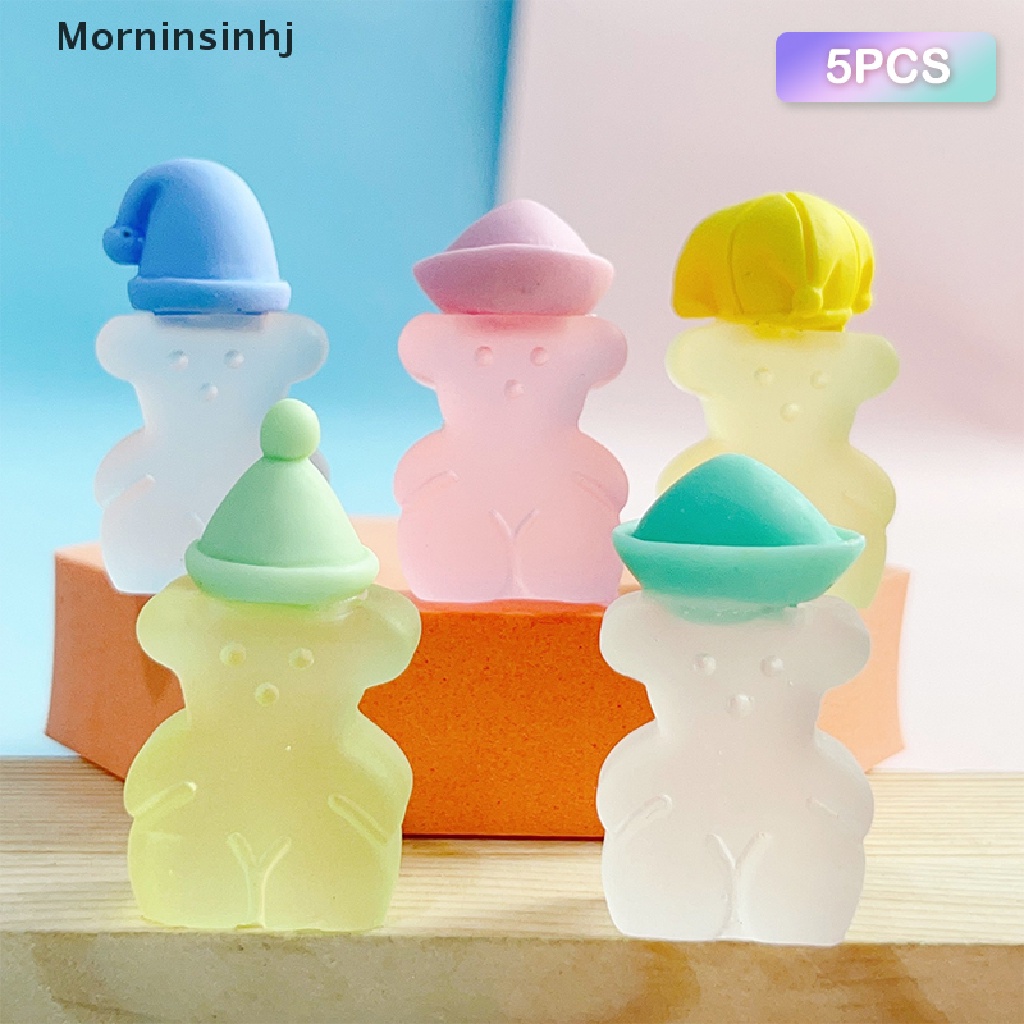 Mornin 5Pcs 3D Simulasi Beruang Bercahaya DIY Resin Epoxy Ponsel Shell Aksesoris Dekorasi Rumah id