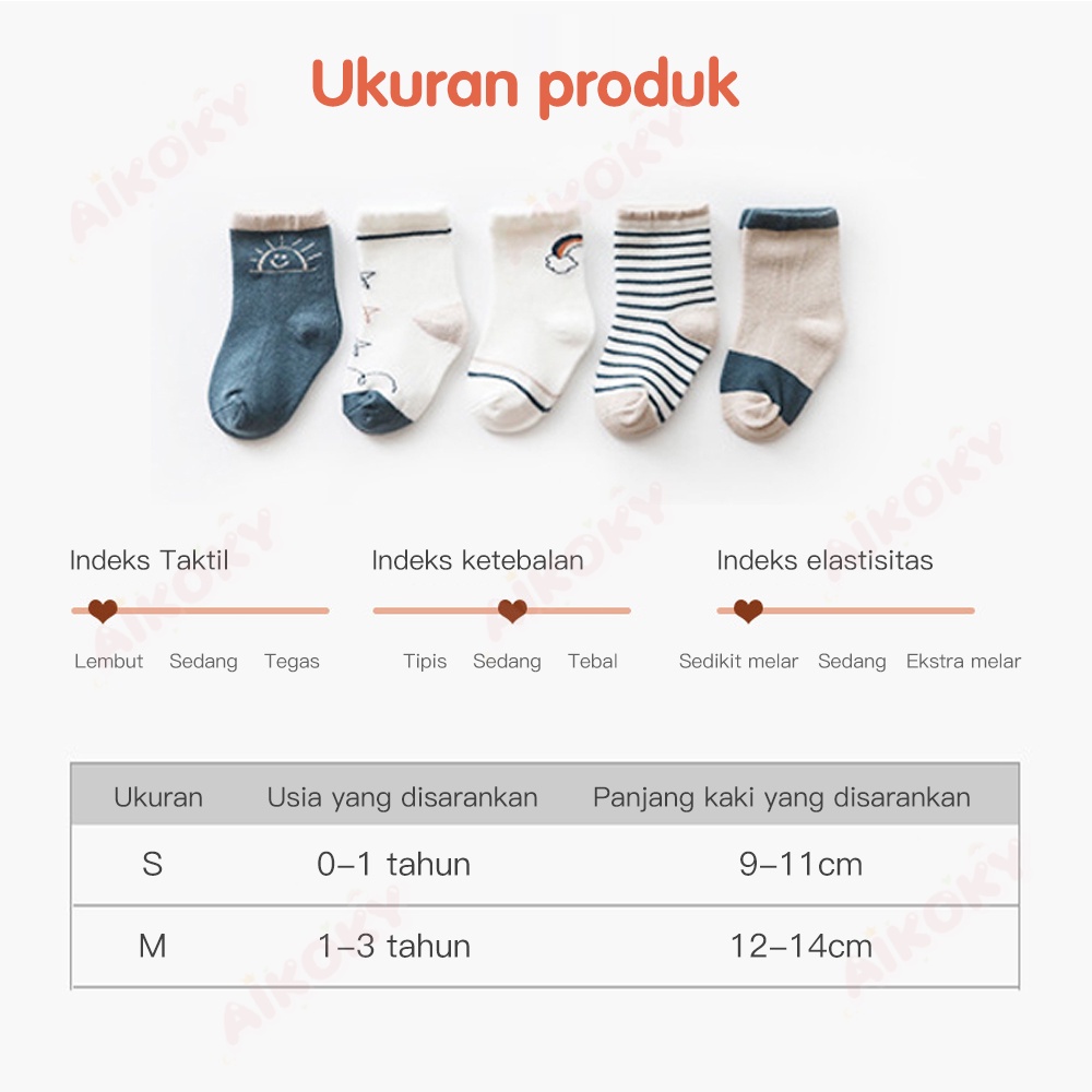 Aikoky Kaos Kaki Bayi Karakter 5 PCS/Set
