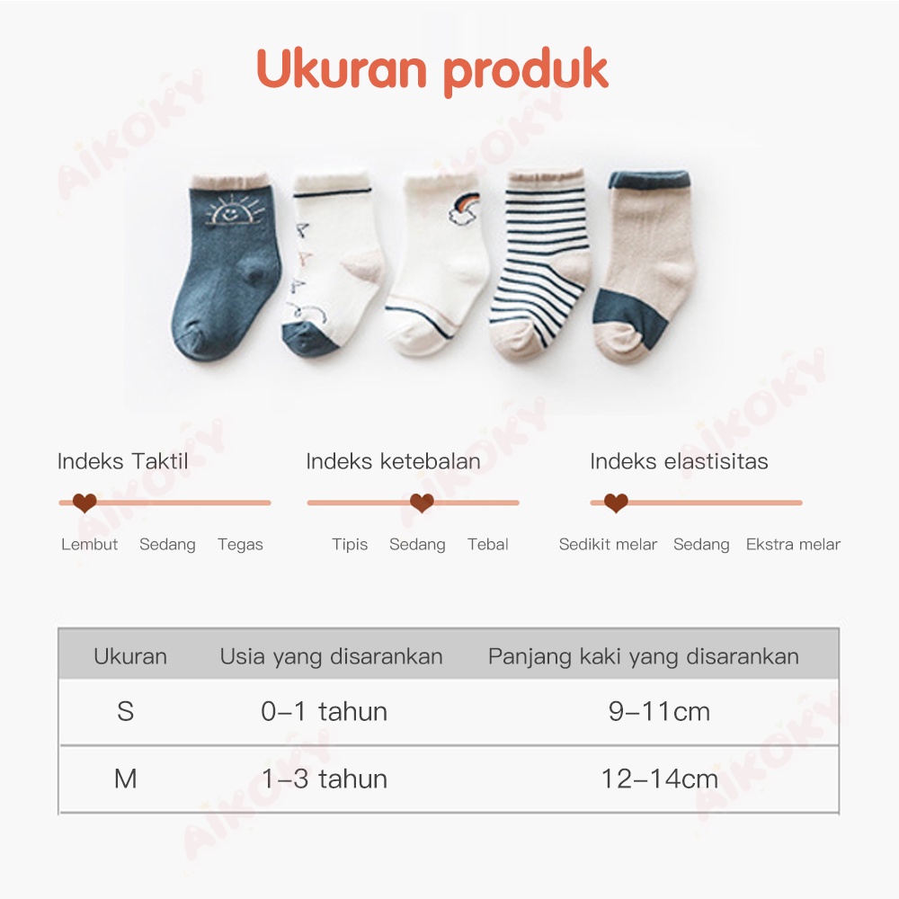 Aikoky Kaos Kaki Bayi Karakter 5 PCS/Set