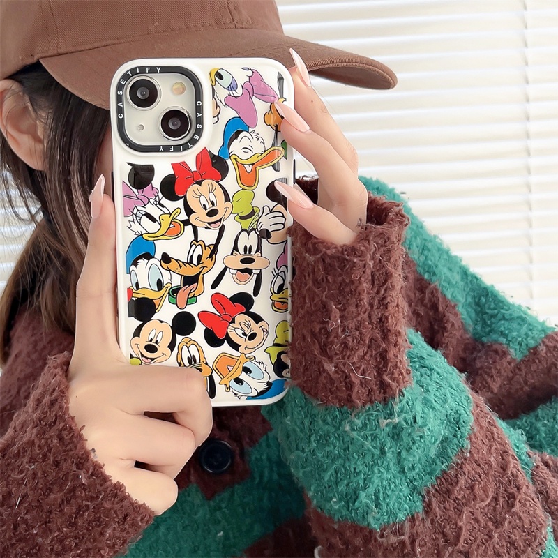 IPHONE Fashion Mickey Minnie Jaket Ponsel Case Untuk Iphone14 13 Pro 12 11 Pro XSMAX XR 7 8Plus Cover Puffer North Casing Silikon Lembut