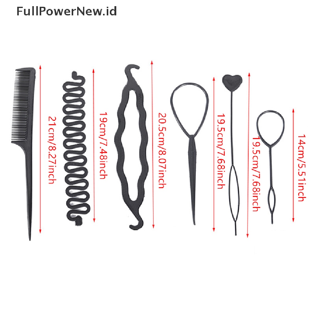 Power 6pcs/set Alat Mengepang Gaya Rambut Tarik Melalui Rambut Disk Sisir Rambut ID