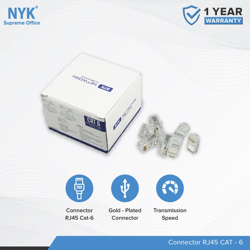 Konektor RJ45 Utp Cat 6 NYK Original Rj45 Lan 1 Box isi 50pcs