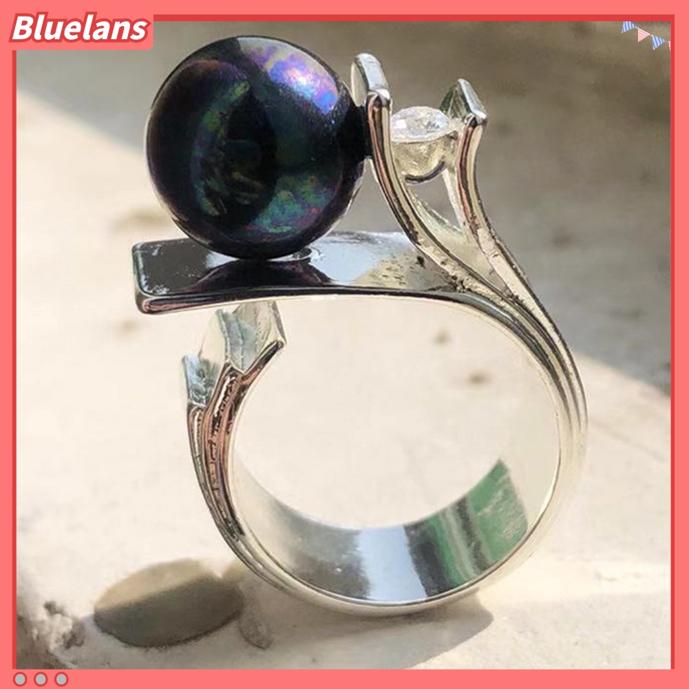 {In Stock} Fashion Wanita Mutiara Imitasi Berlian Imitasi Bertatahkan Jari Cincin Hadiah Perhiasan Pernikahan