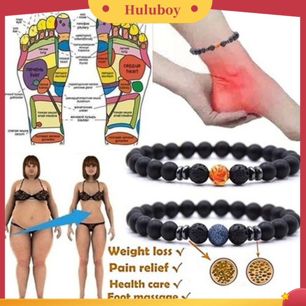 {Ready Stock} Gelang Yoga Adjustable 8mm Manik-Manik Alami Matte Hitam Batu Vulkanik Gelang Wanita Pria Perhiasan