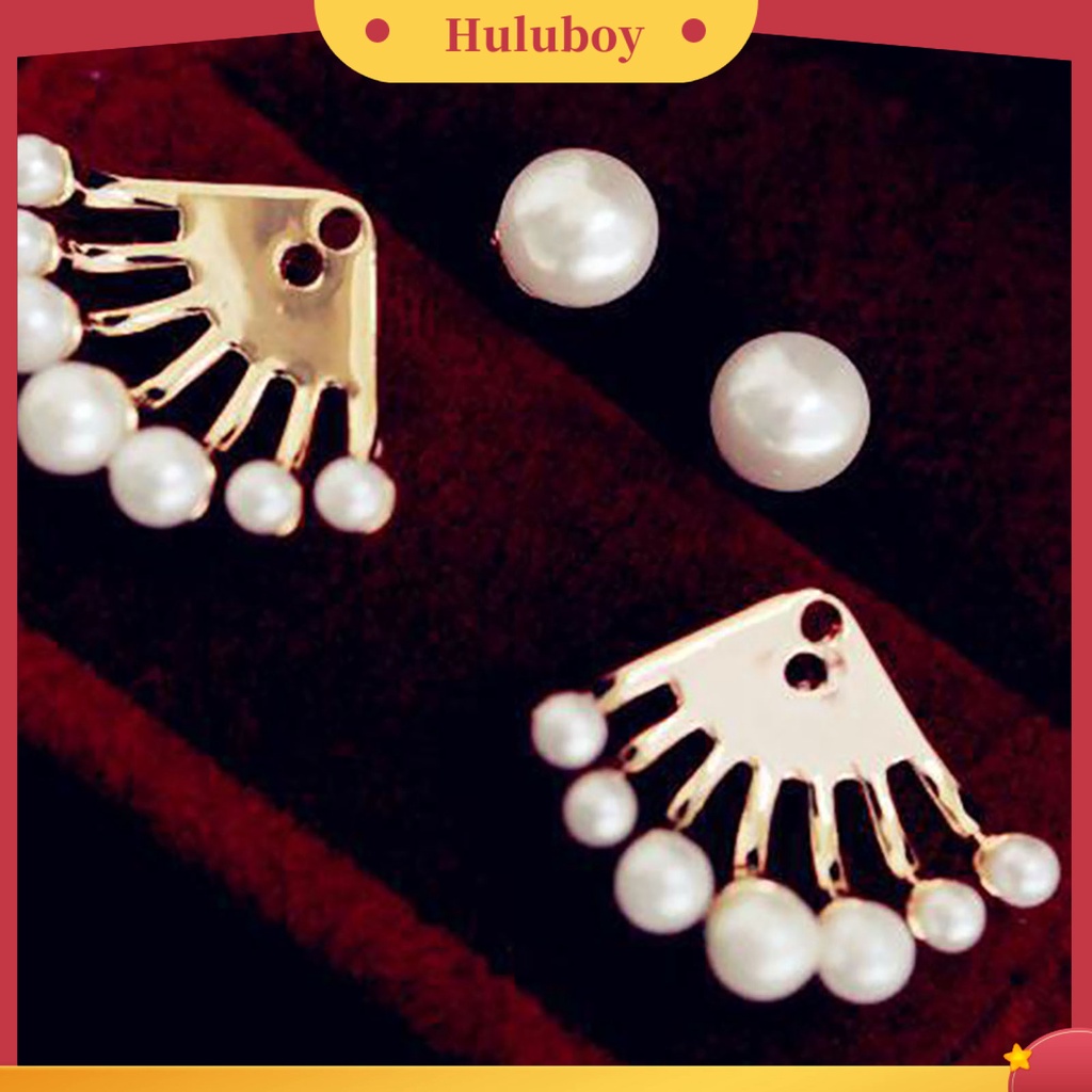 {Ready Stock} 1pasang Anting Perhiasan Dua Sisi Mutiara Imitasi Wanita Anting Stud Depan Belakang Untuk Festival