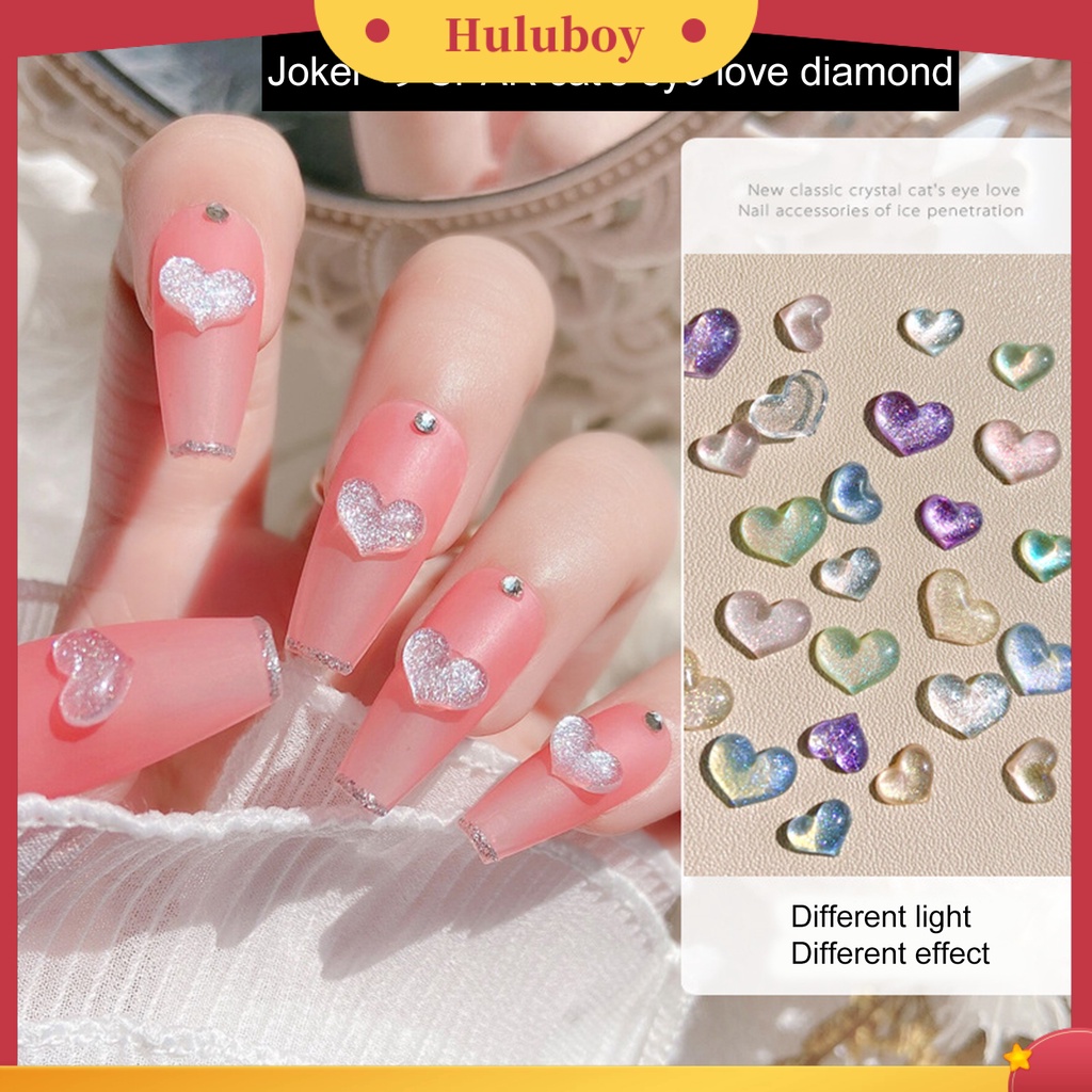 {In Stock} 100Pcs/Bag Nail Art Decor Flatback Tiga Dimensi Mix Size Halus Flash DIY Mini Bentuk Hati Berlian Imitasi Pesona Kuku Salon Pasokan